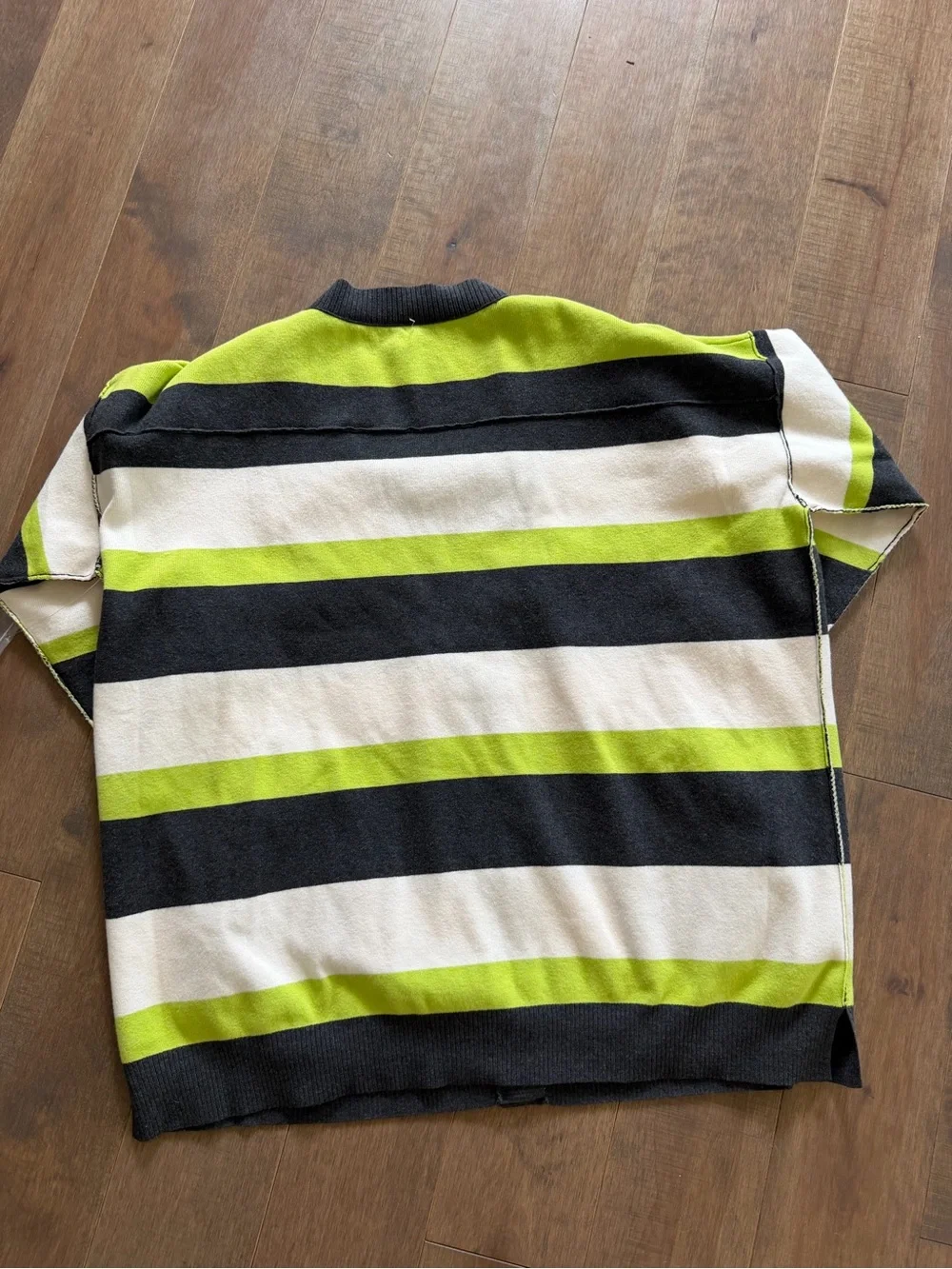 NWOT Free People A League of Her Own Striped Cardigan Carbon Lime Combo - small